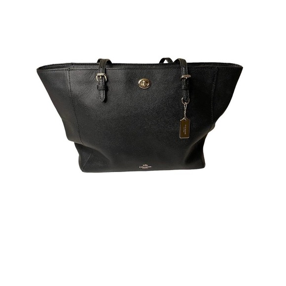 Coach 57107 Textured Leather Tote Handbag Black- Super Clean! - Picture 1 of 12